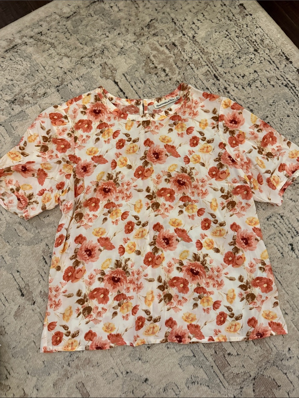 Abercrombie & Fitch Floral Short Sleeve Blouse - Pink & Yellow
